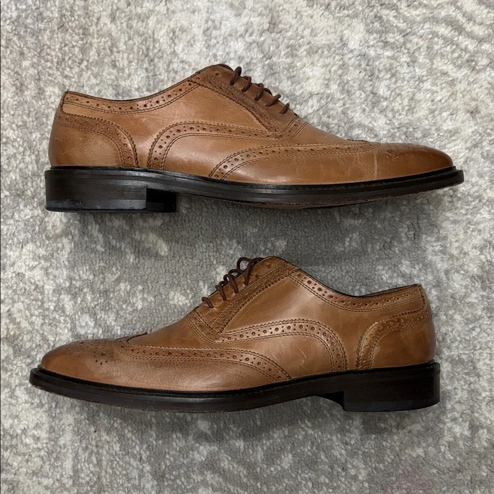 Florentini Tan Leather Oxford Shoes sz 10.5 EUC